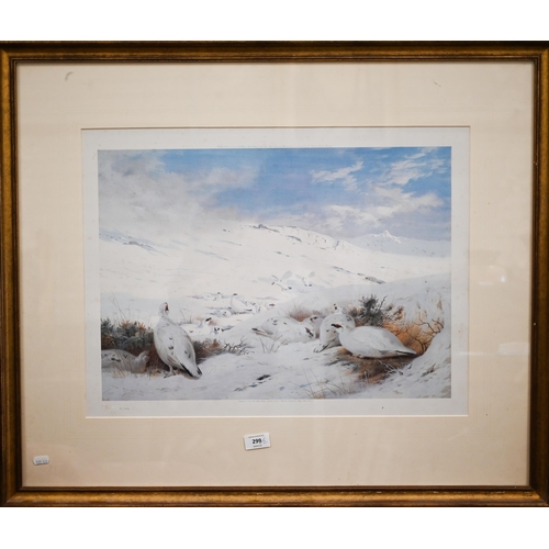 299 - After Archibald Thorburn - a limited edition print numbered 151/500, Ptarmigan in the snow, publishe... 