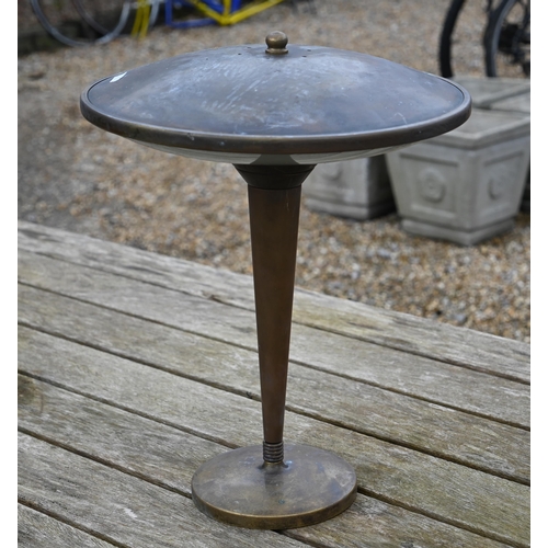 308 - Four Art Deco style brass and frosted glass bar lamps to/w a box of related spares/components