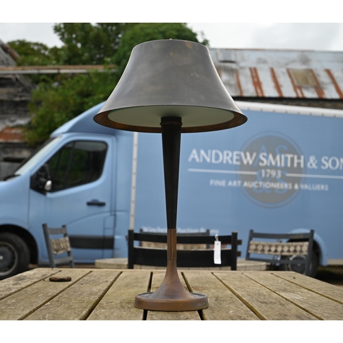 309 - Four Art Deco style brass and frosted glass bar lamps to/w three somewhat similar examples (one inco... 