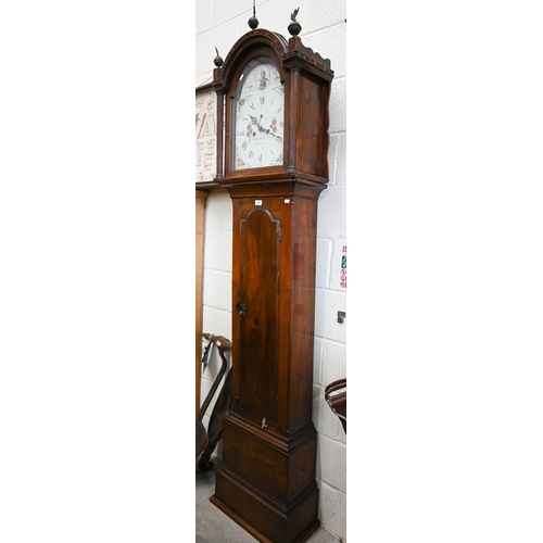 329 - 'Robert Flemingham Stradbrook' longcase clock with eight-day movement and painted dial, c/w two weig... 