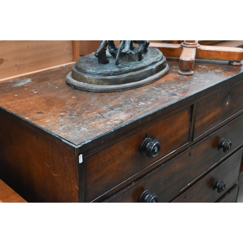 331 - A 19th century mahogany chest of two short over three long drawers on bracket feet, 110 cm wide x 54... 