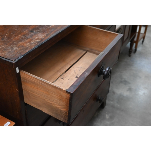 331 - A 19th century mahogany chest of two short over three long drawers on bracket feet, 110 cm wide x 54... 