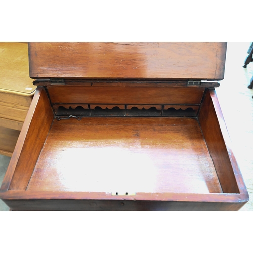 342 - A Victorian walnut inlaid Davenport with hinged sloping top, stationery box and 4 side drawers, 54 x... 