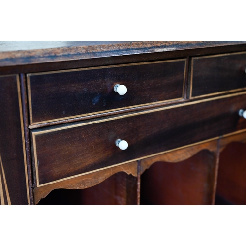 349 - A George III mahogany bureau with four graduating drawers, standing on bracket feet a/f, 100 x 53 x ... 