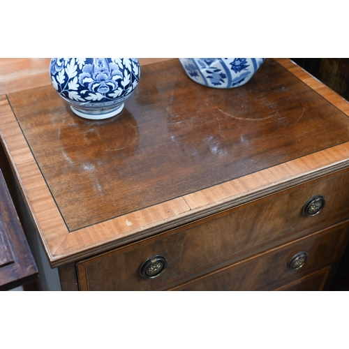 384 - Small mahogany reproduction crossbanded four drawer chest, 60 x 40 x 75 cm h