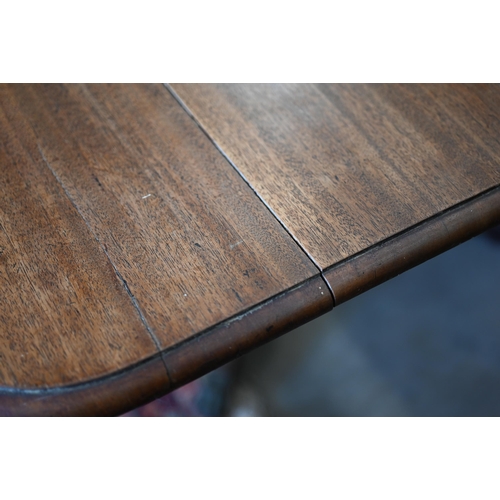 400 - # A 19th century mahogany dining table, moulded edge square top on turned column and quad supports, ... 