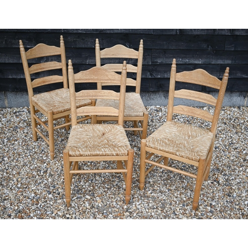 432 - A set of four modern beech framed rope seat side chairs (4)