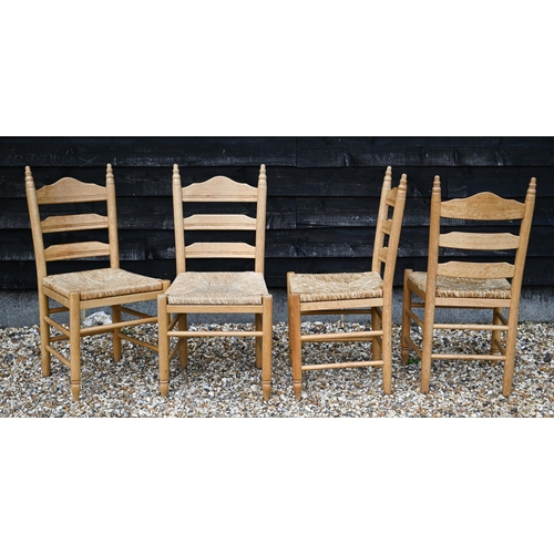 432 - A set of four modern beech framed rope seat side chairs (4)