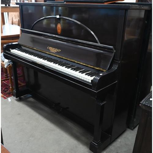 436 - # C Venables & Co, an overstrung upright piano, 154 cm wide x 62 cm deep x 128 cm high