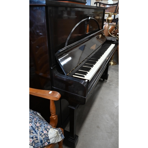 436 - # C Venables & Co, an overstrung upright piano, 154 cm wide x 62 cm deep x 128 cm high