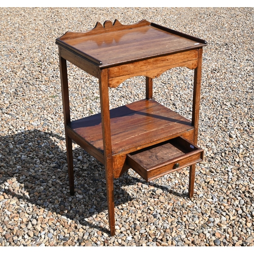 459 - An old red walnut single door cabinet raised on turned legs to brass castors to/w a two tier night s... 