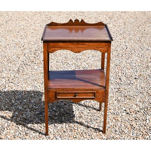 459 - An old red walnut single door cabinet raised on turned legs to brass castors to/w a two tier night s... 