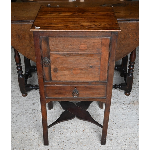 464 - # An old oak cabinet with drawer to base and rise and fall mirror to the top, 47 x 42 x 89 cm high -... 