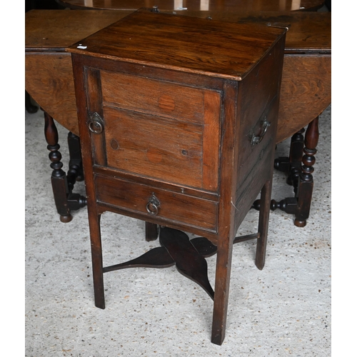 464 - # An old oak cabinet with drawer to base and rise and fall mirror to the top, 47 x 42 x 89 cm high -... 