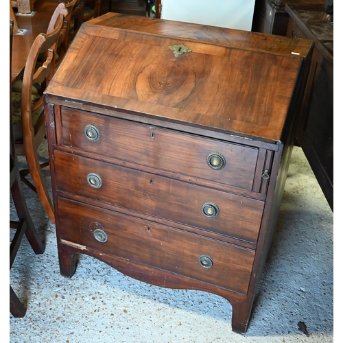 470 - # An old walnut bureau with three long drawers, 76 x 47 x 94 cm