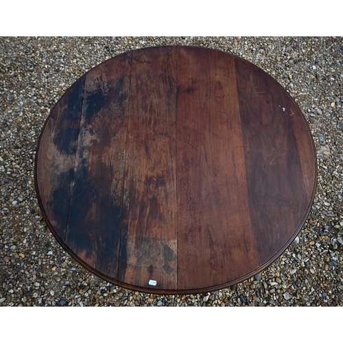 474 - # An old circular mahogany centre/supper table on cabriole legs to pad feet, 106 cm dia. x 74 cm h