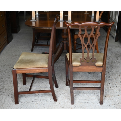 481 - # A set of six George III style mahogany ear-back side chairs with fabric seat pads (6)