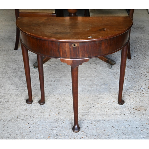 491 - # A George III mahogany demi-lune single fold over gateleg table a/f