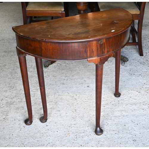 491 - # A George III mahogany demi-lune single fold over gateleg table a/f