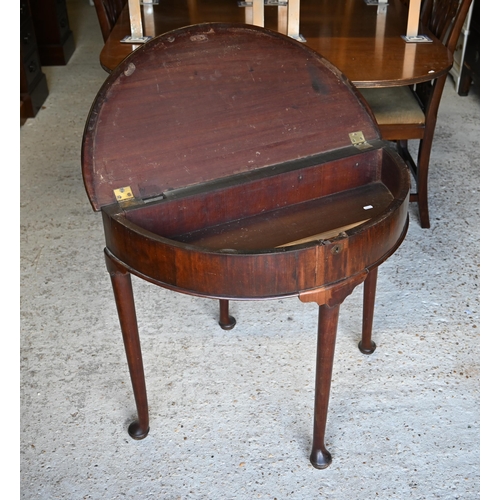 491 - # A George III mahogany demi-lune single fold over gateleg table a/f