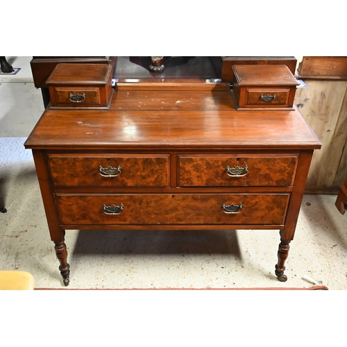 500 - # An Edwardian satinwood three drawer chest with two drawer superstructure on turned legs to ceramic... 