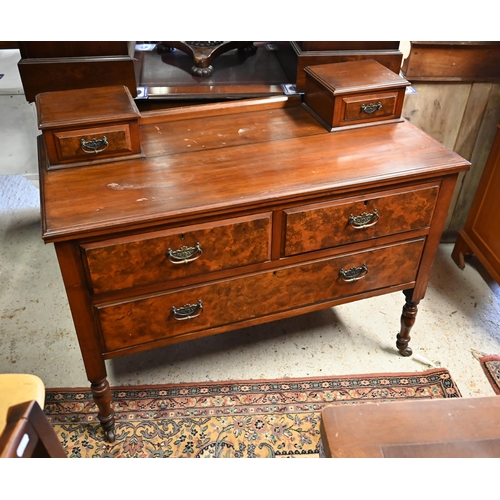 500 - # An Edwardian satinwood three drawer chest with two drawer superstructure on turned legs to ceramic... 