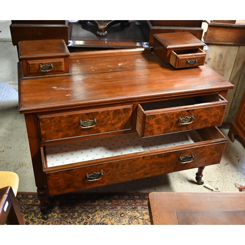 500 - # An Edwardian satinwood three drawer chest with two drawer superstructure on turned legs to ceramic... 