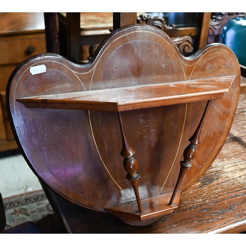 506 - # An Edwardian cross-banded satinwood Sutherland table, to/w a wall shelf (2)