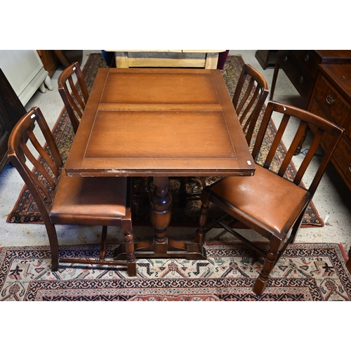 510 - A 1950s draw leaf dining table and set of four side chairs, (130 max) 99 x 76 x 76 cm h