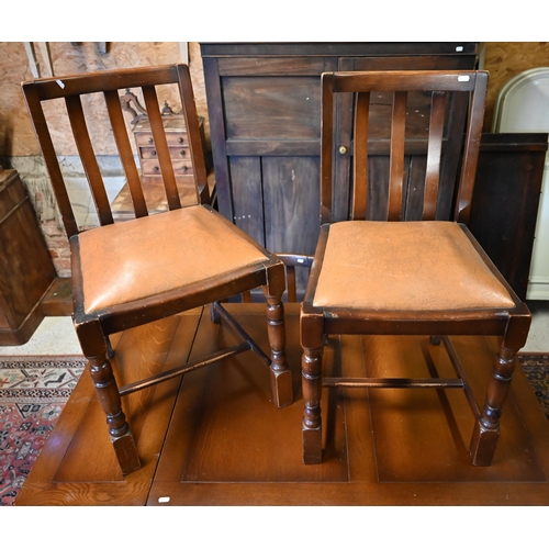 510 - A 1950s draw leaf dining table and set of four side chairs, (130 max) 99 x 76 x 76 cm h