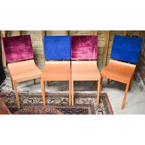 517 - Four contemporary Ligne Rosset dining chairs, two blue, two claret upholstered (4)