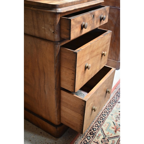 520 - A Victorian birch twin pedestal dressing chest centred by a cheval mirror - a/f and for conversion/r... 