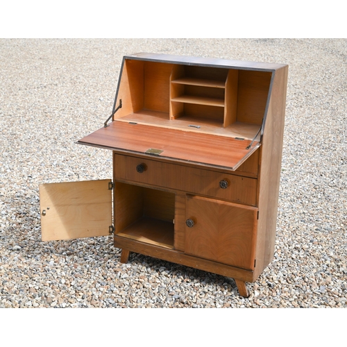 521 - # A 1960's slender walnut bureau, 74 cm x 29 cm x 101 cm h