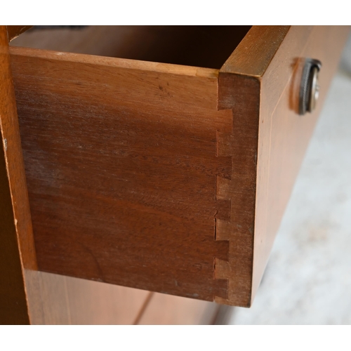 522 - # A 1970's mahogany bureau with four drawers, raised on shaped bracket feet, 76 cm x 38 cm x 100 cm ... 