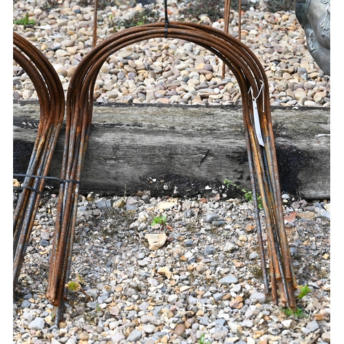 59 - Ten weathered steel curved garden frames, 50 cm h x 40 cm w (10)