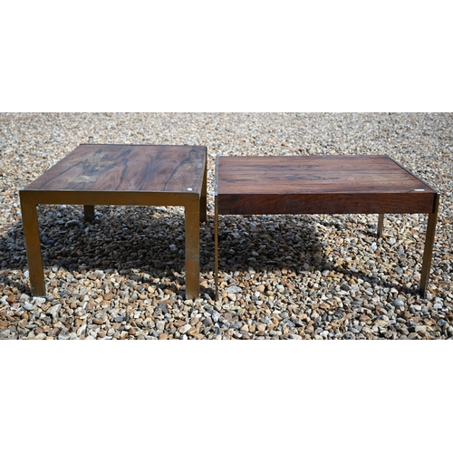 77 - A pair of gilt chrome and rosewood coffee/lamp tables, probably Merrow Associates circa 1970's, 58 c... 