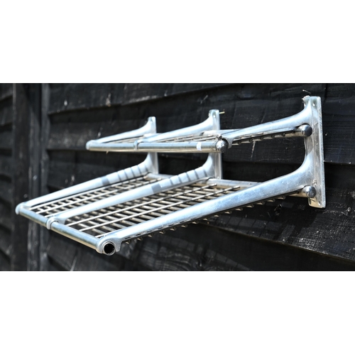 87 - A vintage two tier luggage rack from an old train carriage, 115 cm w x 39 cm x 18 cm h