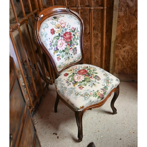 95 - A late 19th century walnut framed chintz fabric covered chair Single standard chair 