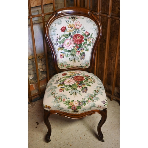 95 - A late 19th century walnut framed chintz fabric covered chair Single standard chair 