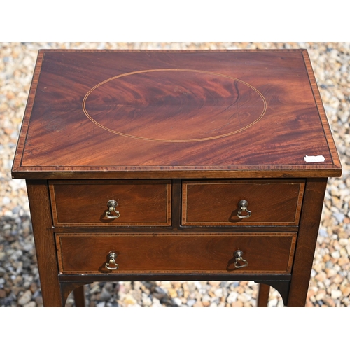 96 - # A reproduction yew three drawer over three cupboard sideboard, 122 cm x 45 cm x 81 cm h