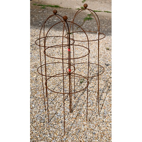 68 - A trio of weathered steel ball head obelisks (3)