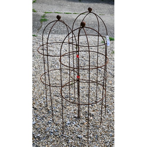 68 - A trio of weathered steel ball head obelisks (3)