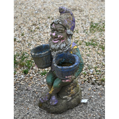 70 - A part polychrome painted reconstituted garden gnome