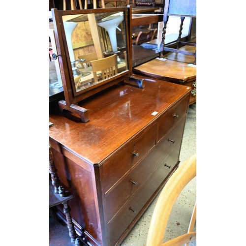 467 - A bright satinwood chest of two short over two long graduated drawers on splayed bracket feet, 1950s... 