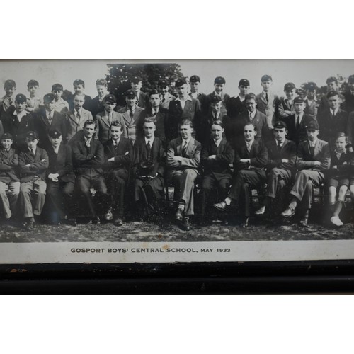 226 - # A cased display of replica antique golfing clubs, balls etc to/w six 1920s/30s Gosport School phot... 