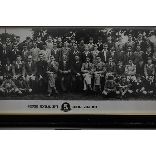 226 - # A cased display of replica antique golfing clubs, balls etc to/w six 1920s/30s Gosport School phot... 