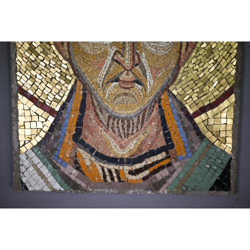 212 - #Romanesque mosaic portrait of a saint with golden halo 52 x 37 cm