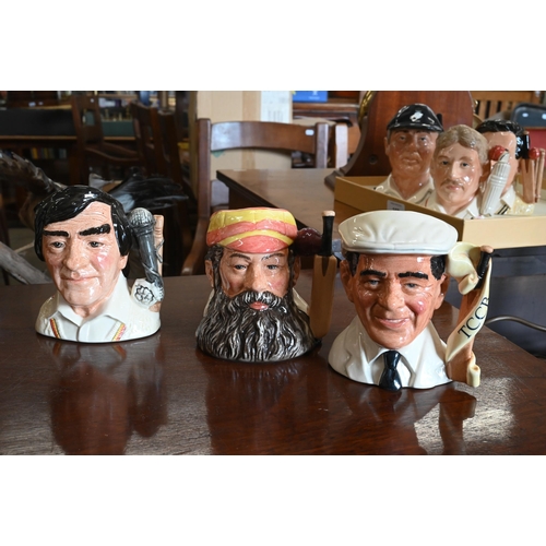 107 - Nine Royal Doulton Ltd edition character jugs of cricketers, five with certificates