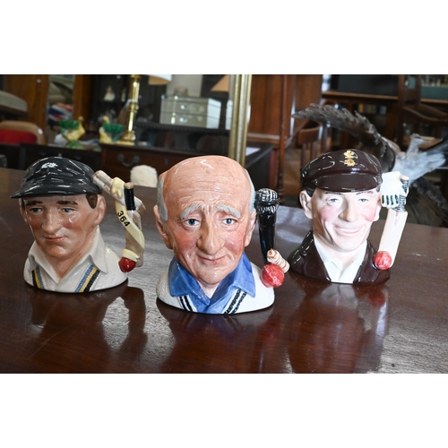 107 - Nine Royal Doulton Ltd edition character jugs of cricketers, five with certificates