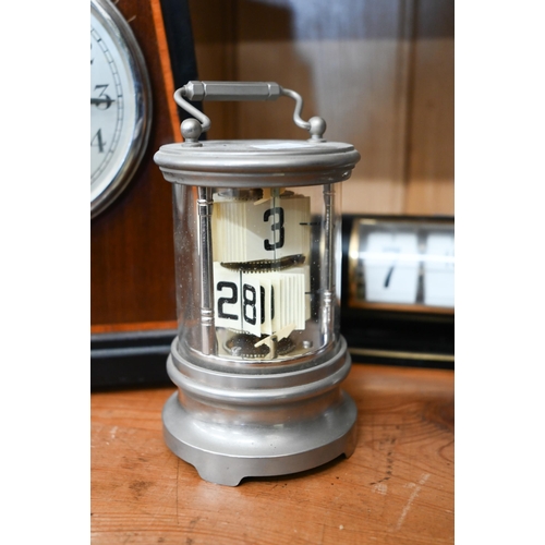 121 - An Art Deco burr walnut and ebonised Bulle electric mantel clock, to/w a Carl Tiedemann (Hamburg) fl... 